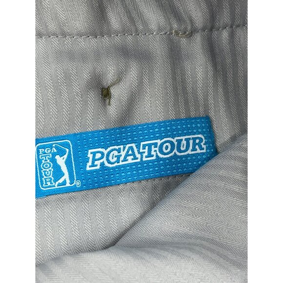 PGA Tour Mens Beige Flat-Front Golf Pants 36x32 Polyester/Spandex Blend 57i - Picture 5 of 6